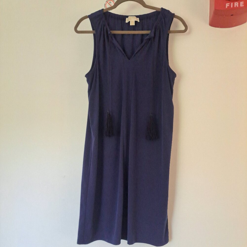 Michael Kors navy blue sleeveless dress with tassels size M
